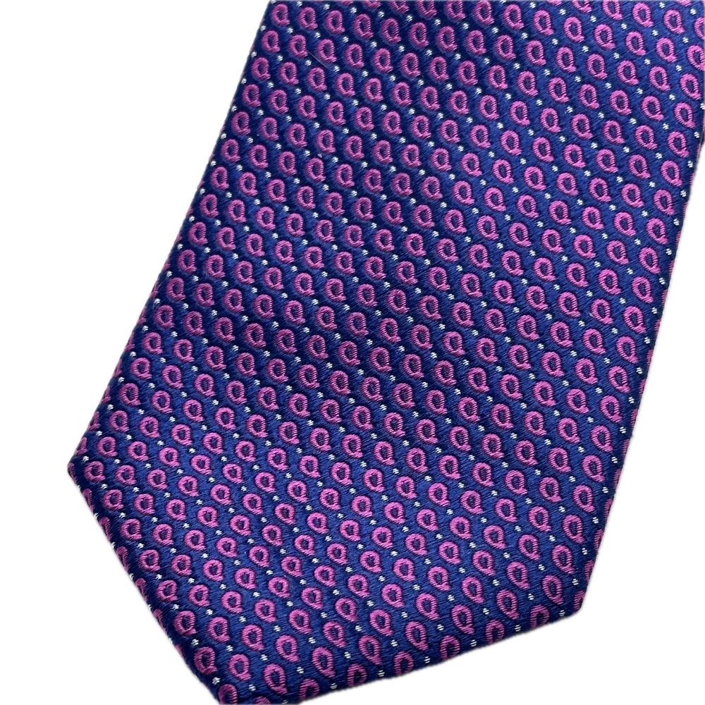 Joseph‎ A Bank 1905 Mens Silk Tie Navy Blue Pink Purple Paisley Pattern Necktie